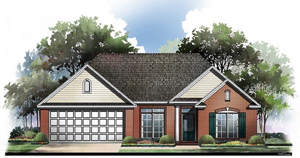 European, Ranch, Traditional House Plan 59059 with 3 Beds, 2 Baths, 2 Car Garage Elevation