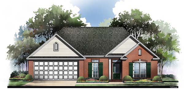 European, Ranch, Traditional House Plan 59060 with 3 Beds, 2 Baths, 2 Car Garage Elevation