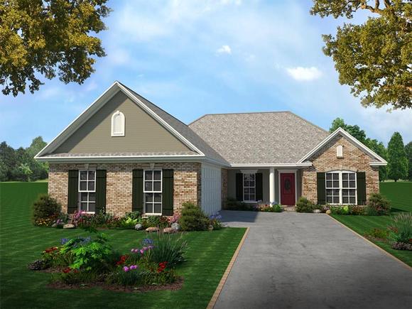 European, Ranch, Traditional House Plan 59061 with 3 Beds, 2 Baths, 2 Car Garage Elevation