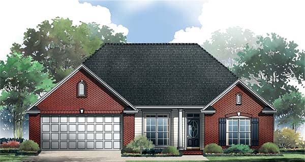 European, Ranch, Traditional House Plan 59062 with 3 Beds, 2 Baths, 2 Car Garage Elevation
