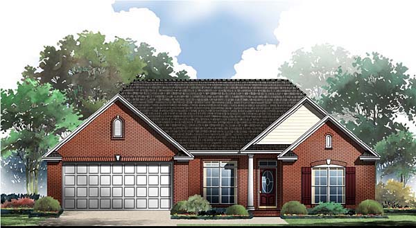 European, Traditional House Plan 59063 with 3 Beds, 2 Baths, 2 Car Garage Elevation