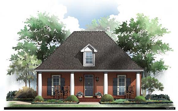 Colonial, Cottage, European, Traditional House Plan 59064 with 3 Beds, 2 Baths, 2 Car Garage Elevation