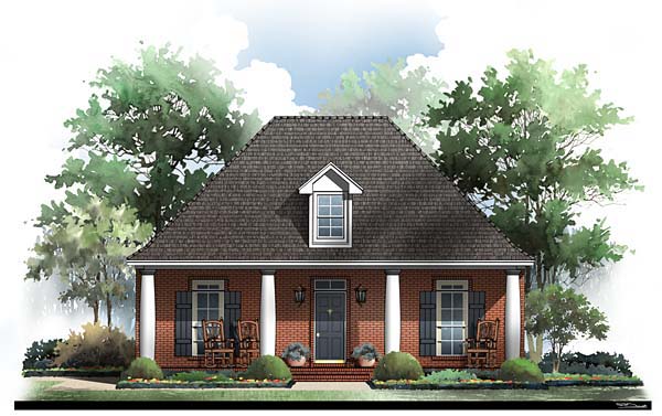 Colonial, Cottage, European, Traditional House Plan 59064 with 3 Beds, 2 Baths, 2 Car Garage Elevation
