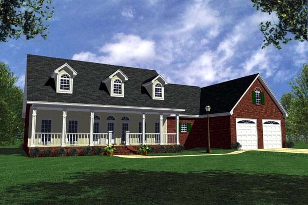 Country, Farmhouse, Ranch, Traditional House Plan 59067 with 3 Beds, 3 Baths, 2 Car Garage Elevation