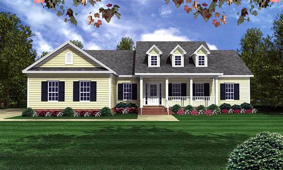 Country, Ranch, Southern, Traditional House Plan 59068 with 3 Beds, 3 Baths, 2 Car Garage Elevation