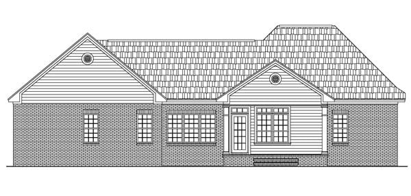 European, Ranch, Traditional House Plan 59069 with 3 Beds, 2 Baths, 2 Car Garage Rear Elevation