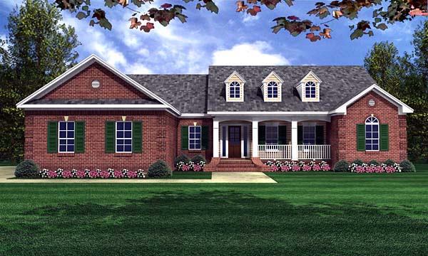 Ranch, Traditional House Plan 59070 with 4 Beds, 3 Baths, 2 Car Garage Elevation