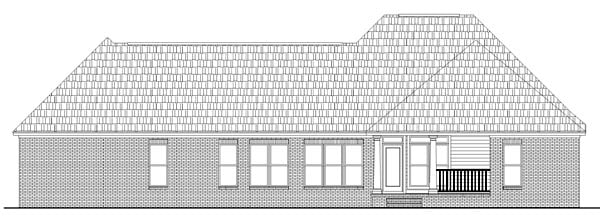 Country, Farmhouse, French Country, Southern House Plan 59072 with 3 Beds, 3 Baths, 2 Car Garage Rear Elevation
