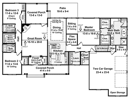 Ranch Style House Plan 2 Beds Baths