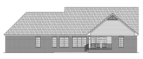 Ranch, Traditional House Plan 59073 with 3 Beds, 4 Baths, 2 Car Garage Rear Elevation