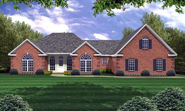 European, French Country, Ranch, Traditional House Plan 59074 with 3 Beds, 3 Baths, 3 Car Garage Elevation
