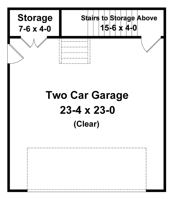 Traditional 2 Car Garage Plan 59076 Level One