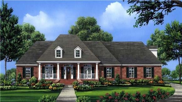 Colonial, European, Traditional House Plan 59079 with 4 Beds, 4 Baths, 2 Car Garage Elevation