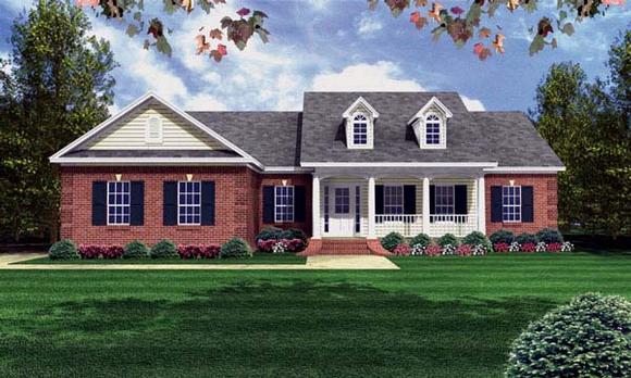 Country, Ranch, Southern, Traditional House Plan 59080 with 3 Beds, 2 Baths, 2 Car Garage Elevation