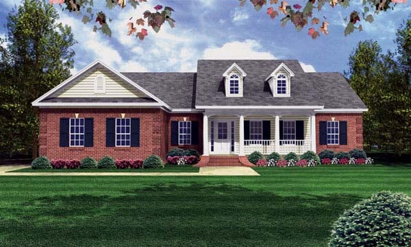 Country, Ranch, Southern, Traditional House Plan 59080 with 3 Beds, 2 Baths, 2 Car Garage Elevation