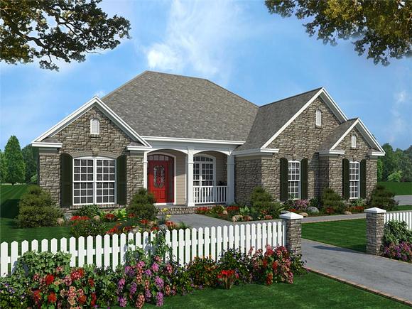 Country, Craftsman, European, Traditional House Plan 59082 with 3 Beds, 2 Baths, 2 Car Garage Elevation