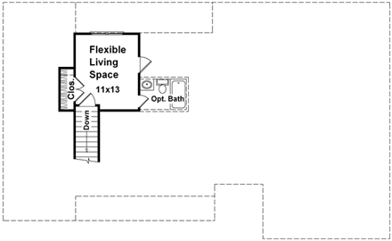Country, European, Ranch, Traditional House Plan 59084 with 3 Beds, 2 Baths, 2 Car Garage Second Level Plan