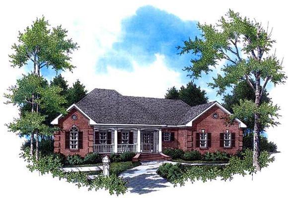 Country, European, Ranch, Traditional House Plan 59084 with 3 Beds, 2 Baths, 2 Car Garage Elevation