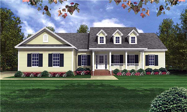 Country, Traditional House Plan 59085 with 3 Beds, 3 Baths, 2 Car Garage Elevation