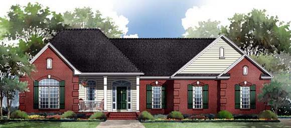 European, Ranch, Traditional House Plan 59087 with 3 Beds, 3 Baths, 3 Car Garage Elevation