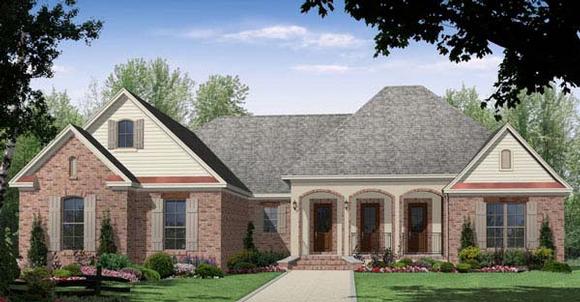 European, Ranch, Traditional House Plan 59090 with 3 Beds, 3 Baths, 2 Car Garage Elevation