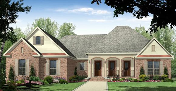 European, Ranch, Traditional House Plan 59091 with 3 Beds, 3 Baths, 3 Car Garage Elevation