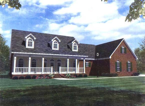 Country, Ranch, Southern House Plan 59094 with 3 Beds, 3 Baths, 2 Car Garage Elevation