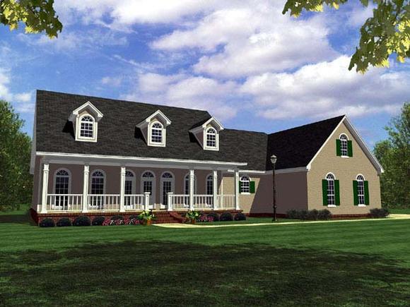 Country, Ranch, Southern, Traditional House Plan 59095 with 3 Beds, 3 Baths, 2 Car Garage Elevation