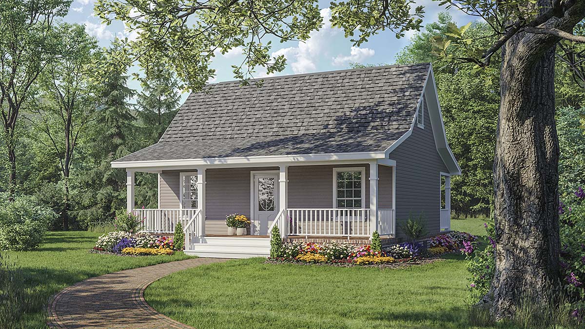 Cottage, Country, Farmhouse House Plan 59096 with 2 Beds, 1 Baths Elevation