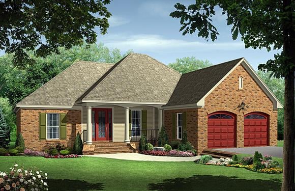 Country, European, Traditional House Plan 59097 with 4 Beds, 3 Baths, 2 Car Garage Elevation