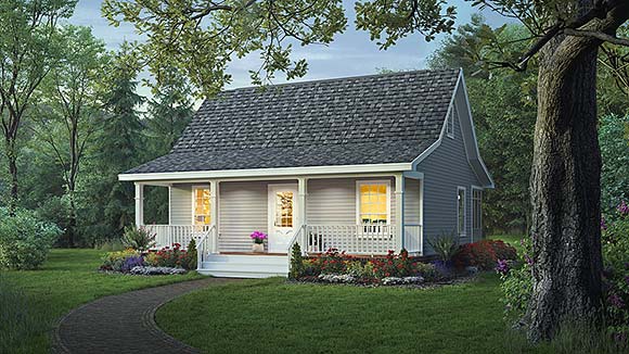 Cottage, Country, Farmhouse House Plan 59098 with 2 Beds, 1 Baths Elevation