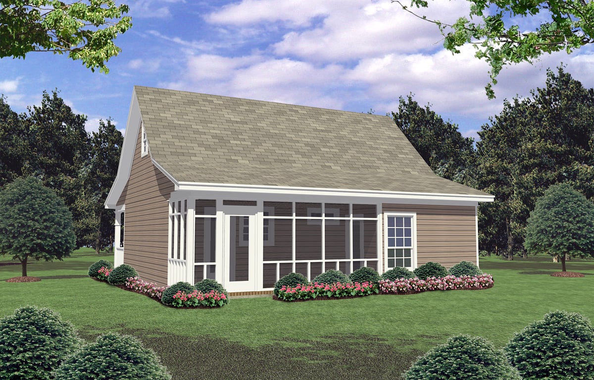 Cottage, Country, Farmhouse House Plan 59098 with 2 Beds, 1 Baths Rear Elevation
