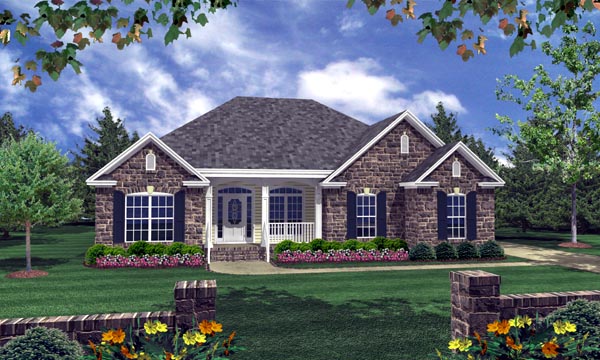 Country, European, Traditional House Plan 59103 with 3 Beds, 2 Baths, 2 Car Garage Elevation