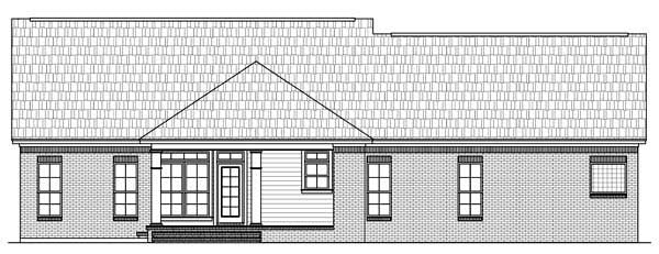 Country, European, Traditional Plan with 2000 Sq. Ft., 3 Bedrooms, 2.5 Bathrooms, 2 Car Garage Rear Elevation
