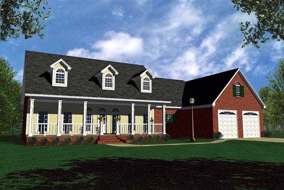 Country, Ranch, Traditional House Plan 59107 with 3 Beds, 3 Baths, 2 Car Garage Elevation