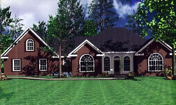 European, French Country, Ranch, Traditional House Plan 59111 with 3 Beds, 3 Baths, 2 Car Garage Elevation