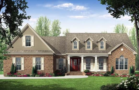 Country, Traditional House Plan 59114 with 3 Beds, 3 Baths, 2 Car Garage Elevation