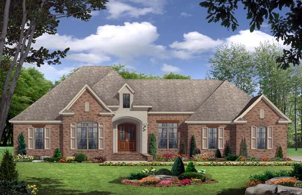 European, French Country, Traditional House Plan 59117 with 3 Beds, 3 Baths, 2 Car Garage Elevation