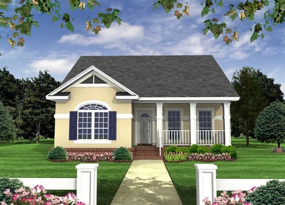 Country, European, Southern, Traditional House Plan 59118 with 2 Beds, 2 Baths Elevation