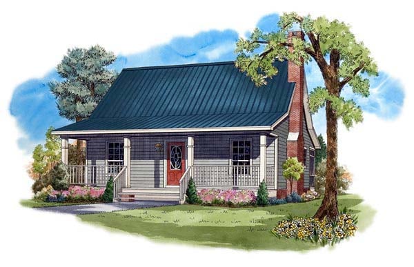 Cottage, Country, Farmhouse House Plan 59122 with 2 Beds, 1 Baths Elevation