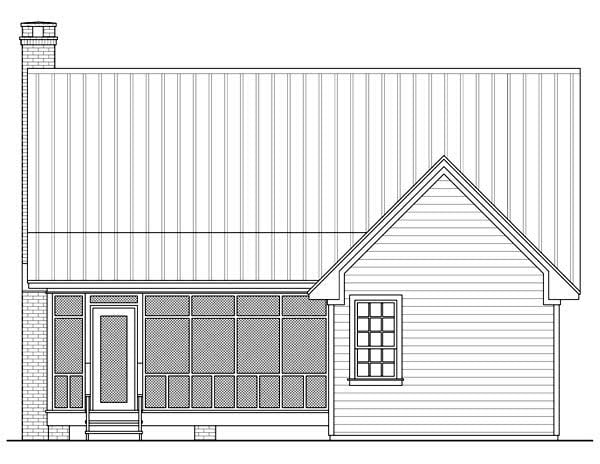 Cottage, Country, Farmhouse House Plan 59122 with 2 Beds, 1 Baths Rear Elevation