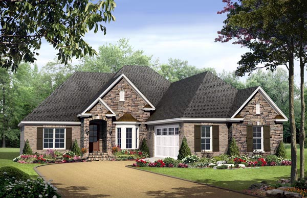 Country, European, Traditional House Plan 59132 with 3 Beds, 2 Baths, 2 Car Garage Elevation
