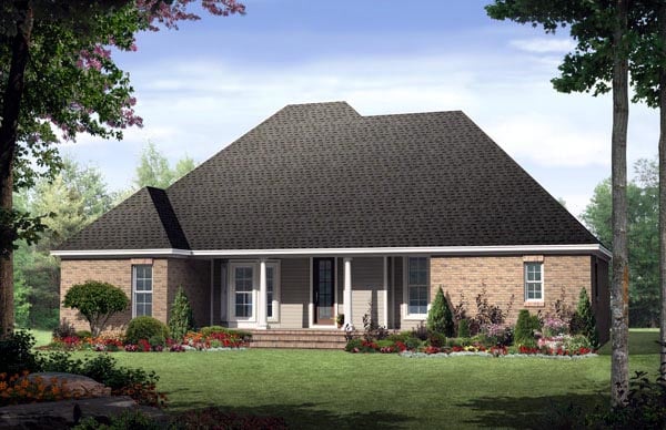 Country, European, Traditional House Plan 59132 with 3 Beds, 2 Baths, 2 Car Garage Rear Elevation