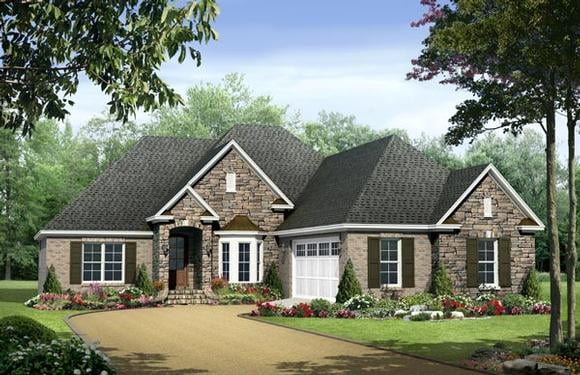 Country, European, Traditional House Plan 59133 with 3 Beds, 3 Baths, 2 Car Garage Elevation