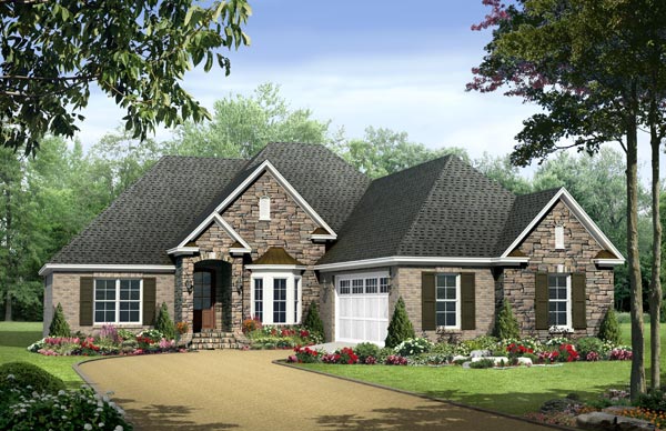 Country, European, Traditional House Plan 59133 with 3 Beds, 3 Baths, 2 Car Garage Elevation