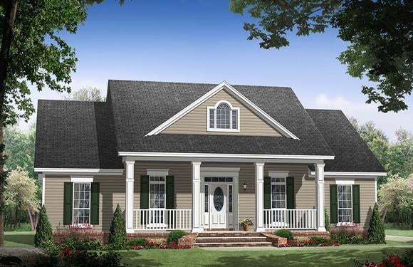 Country, Ranch, Traditional House Plan 59134 with 3 Beds, 3 Baths, 2 Car Garage Elevation