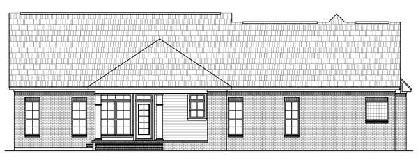 Country, European, French Country, Traditional Plan with 2000 Sq. Ft., 3 Bedrooms, 3 Bathrooms, 3 Car Garage Rear Elevation