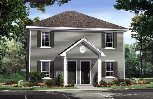 Country, Southern, Traditional Multi-Family Plan 59141 with 4 Beds, 4 Baths Elevation