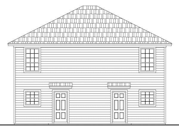 Country, Southern, Traditional Multi-Family Plan 59141 with 4 Beds, 4 Baths Rear Elevation