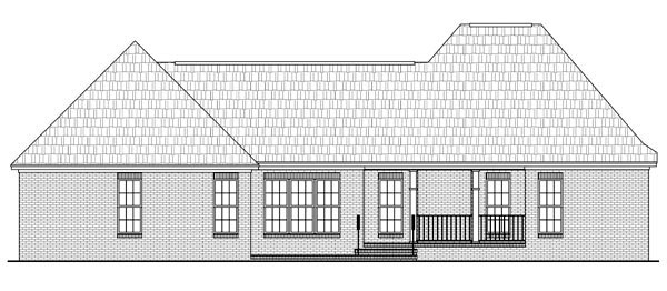 Country, European, French Country House Plan 59142 with 3 Beds, 3 Baths, 2 Car Garage Rear Elevation